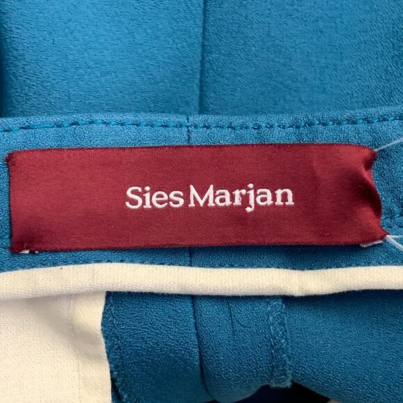 SIES MARJAN Size 30 Teal Wool Blend Crepe Low Rise Straight Dress Pants - Picture 3 of 3